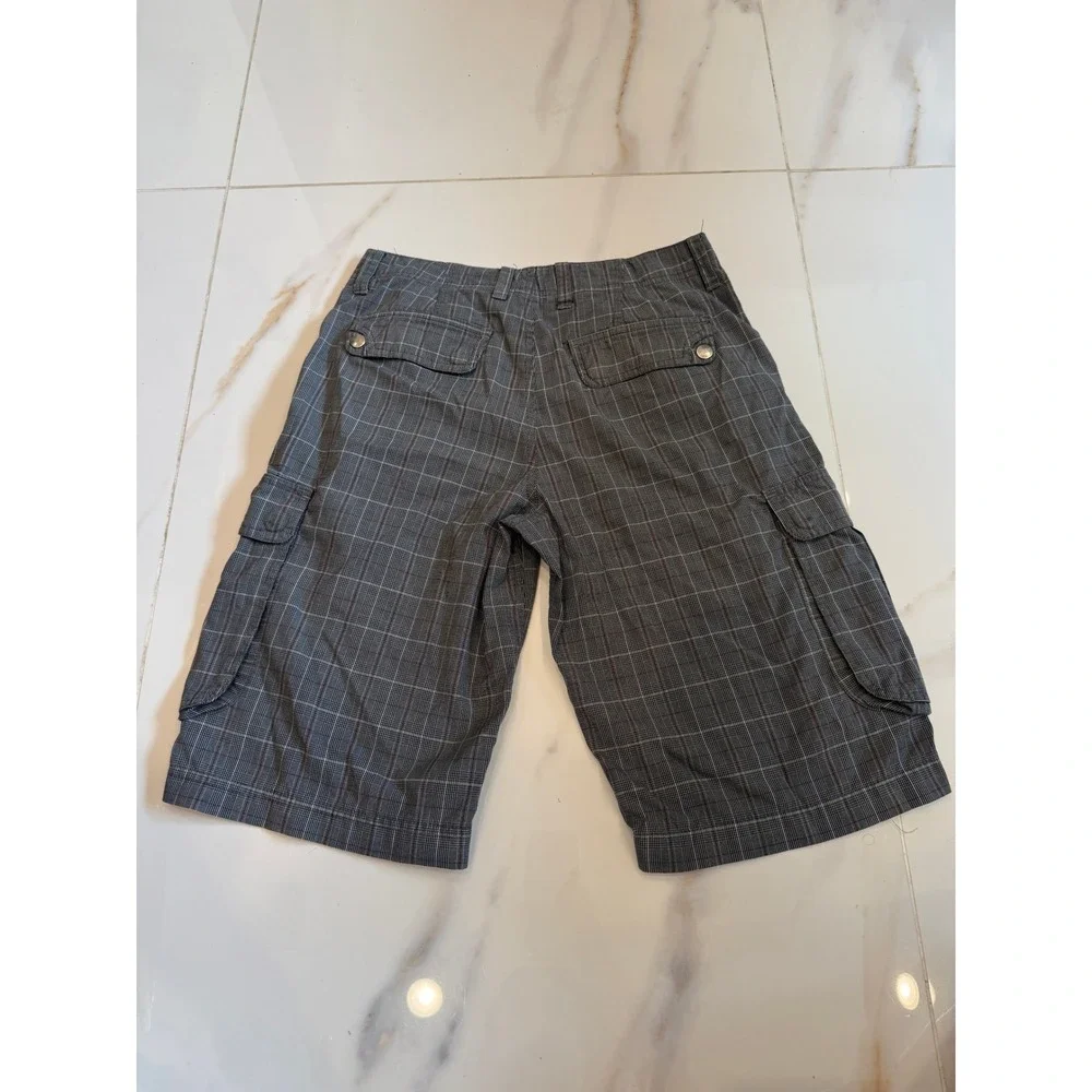 Epic Threads Mens Grey Plaid Cargo Shorts Size 14 Multi Pocket Casual WPL8046